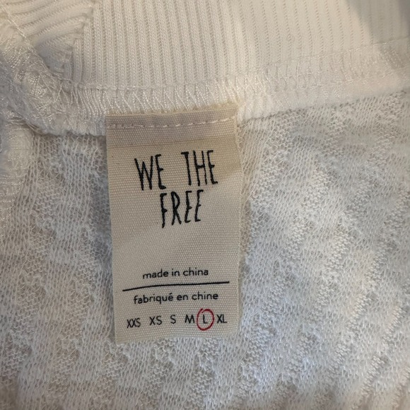 We The Free People Size-L Beige South Side V-Neck Waffle Knit Thermal Top - Picture 3 of 14